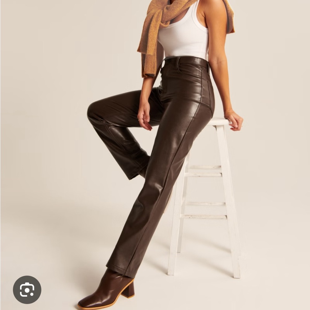 Abercrombie curve love vegan leather 90s straight ultra high rise